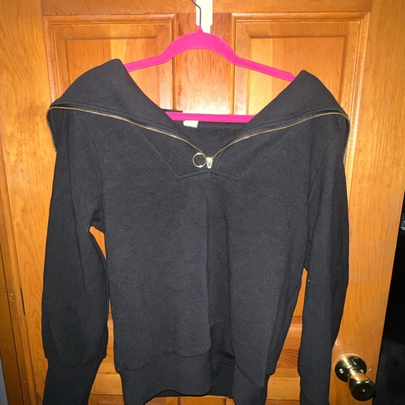 Better Together Tops - Black Half Zip With Gold Accents